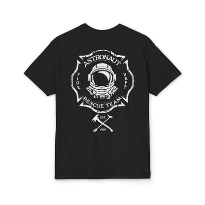 Astronaut Rescue Team Cotton-Poly DryBlend Tee, Firefighter Work Tee, Space Center Fire Rescue Shirt, Rocket Launch First Responder Gift
