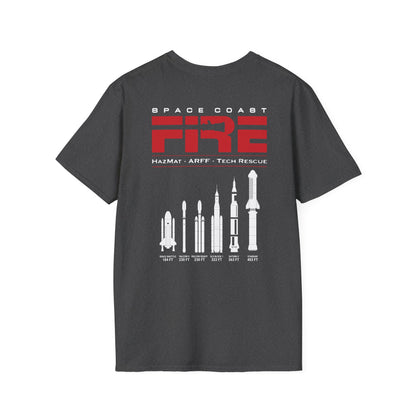 Space Center Fire Rescue T-Shirt, Firefighter Rocket Launch Tee, Fire Dept Maltese Cross Shirt, Space Lover & First Responder Gift