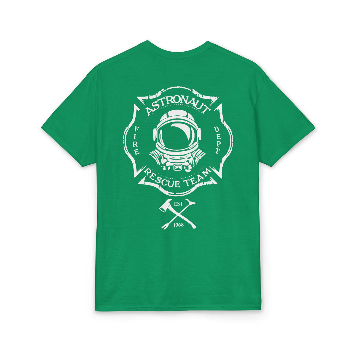 Astronaut Rescue Team Cotton-Poly DryBlend Tee, Firefighter Work Tee, Space Center Fire Rescue Shirt, Rocket Launch First Responder Gift