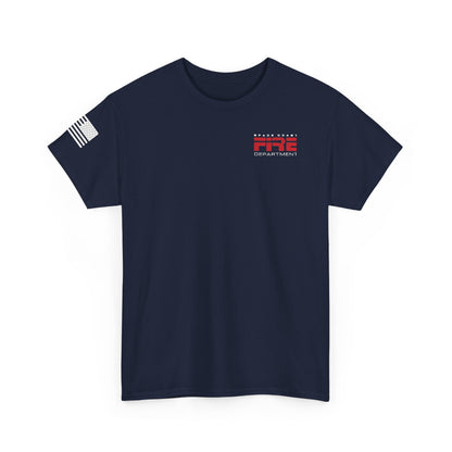 Space Center Fire Rescue Rocket Launch T-Shirt, American Flag Sleeve, Space Coast Fire Dept Firefighter Tee, First Responder Gift