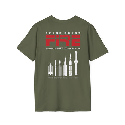 Space Center Fire Rescue T-Shirt, Firefighter Rocket Launch Tee, Fire Dept Maltese Cross Shirt, Space Lover & First Responder Gift