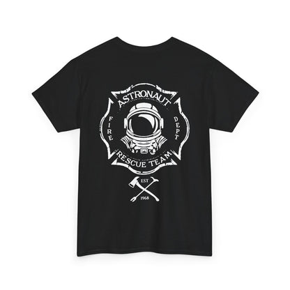 Astronaut Rescue Team 100% Cotton Tee, Durable Firefighter Work Tee, Space Center Fire Rescue Shirt, Rocket Launch First Responder Gift