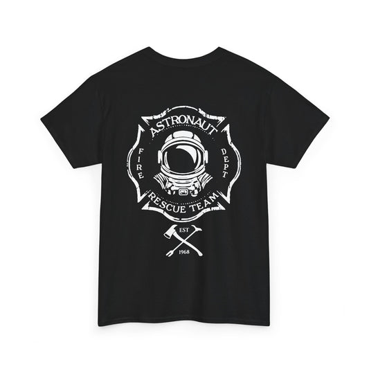 Astronaut Rescue Team 100% Cotton Tee, Durable Firefighter Work Tee, Space Center Fire Rescue Shirt, Rocket Launch First Responder Gift