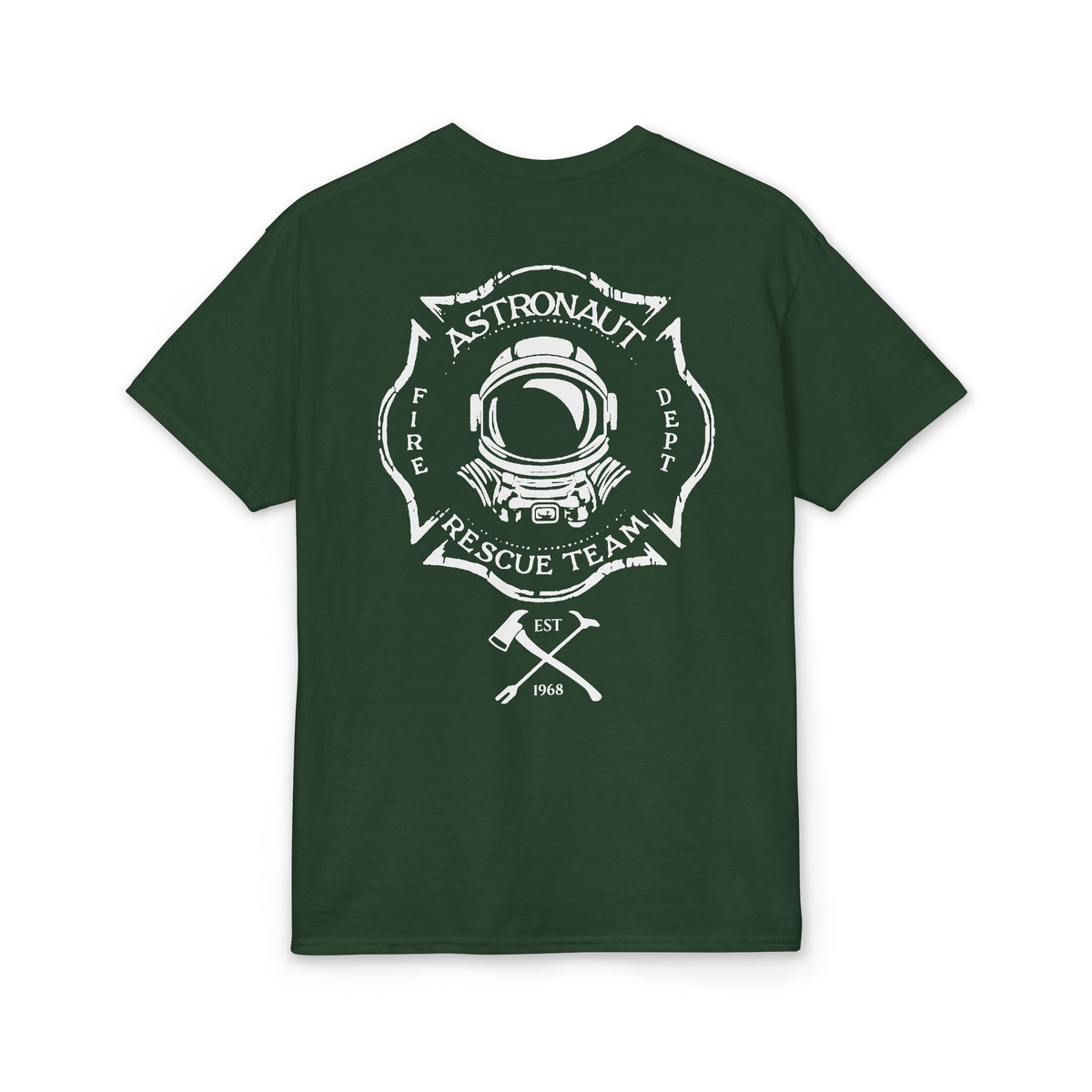 Astronaut Rescue Team Cotton-Poly DryBlend Tee, Firefighter Work Tee, Space Center Fire Rescue Shirt, Rocket Launch First Responder Gift
