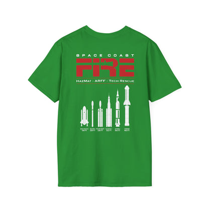 Space Center Fire Rescue T-Shirt, Firefighter Rocket Launch Tee, Fire Dept Maltese Cross Shirt, Space Lover & First Responder Gift
